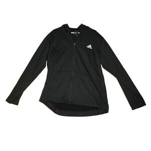 Adidas Men's Warm-up Hoodie Size XL Black Logo 2 Front Pockets Zip-up